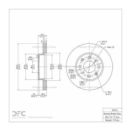 Dynamic Friction Co Disc Brake Rotor - Dynamic Friction Company 600-59012 600-59012